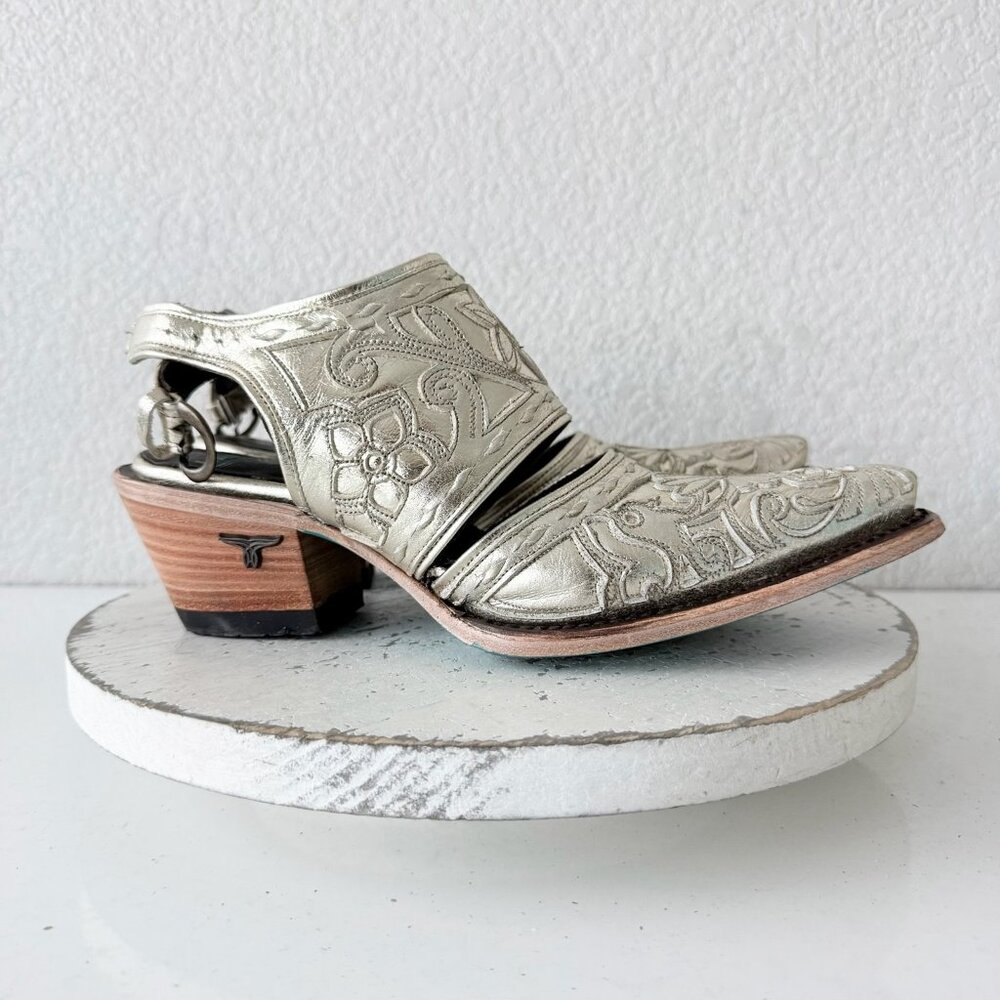 Lane Robin Slingback Mule Gold Cowboy Boots Womens Cowgirl Western Ankle Sz 8.5 - Picture 2 of 13